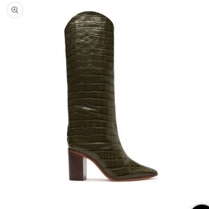 Schutz Maryana Block Crocodile Embossed Leather Boots